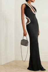 One Shoulder Crystal Chain Detail Dress
